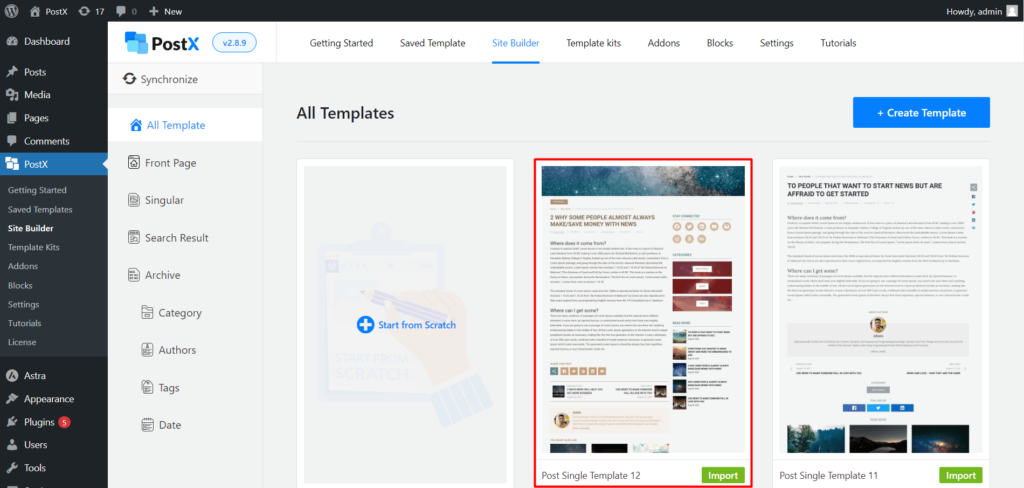 Cómo mostrar videos de WordPress como imagen destacada con PostX 7 Single Post Template Importing