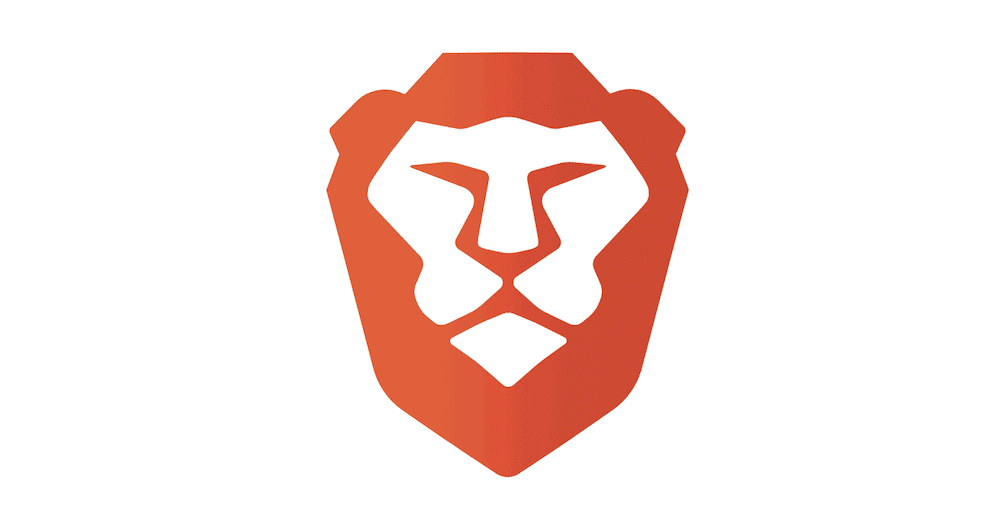 El logotipo de Brave, que consiste en un gráfico de cabeza de león en naranja y blanco.