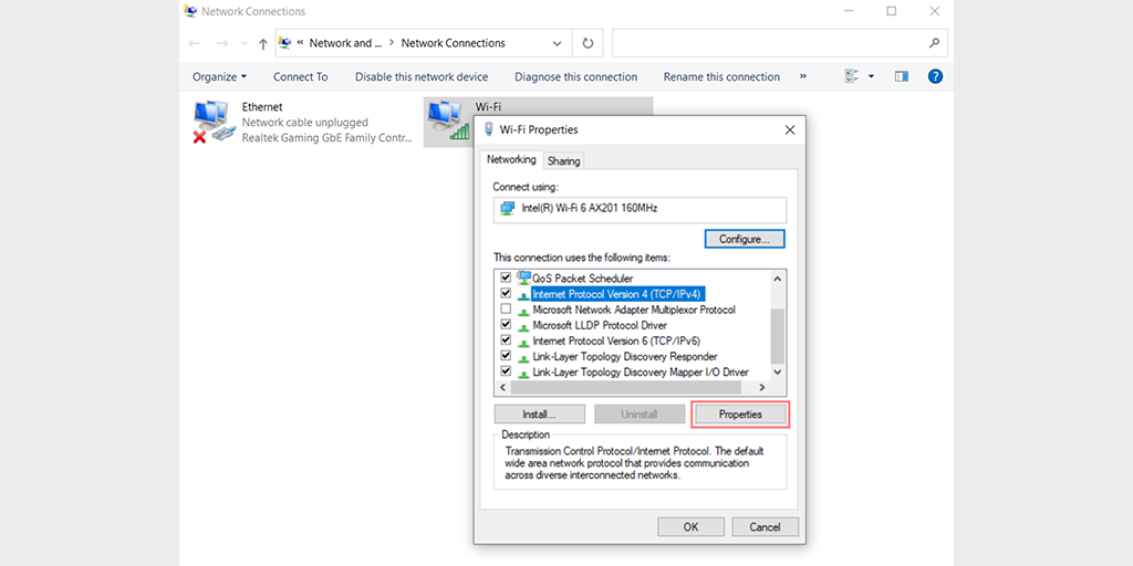 Come errore DNS_PROBE_FINISHED_BAD_CONFIG? (10 Modi) 9 Network Properties