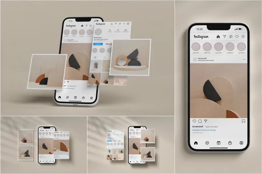 Mockup โพสต์และเรื่องราว Instagram -