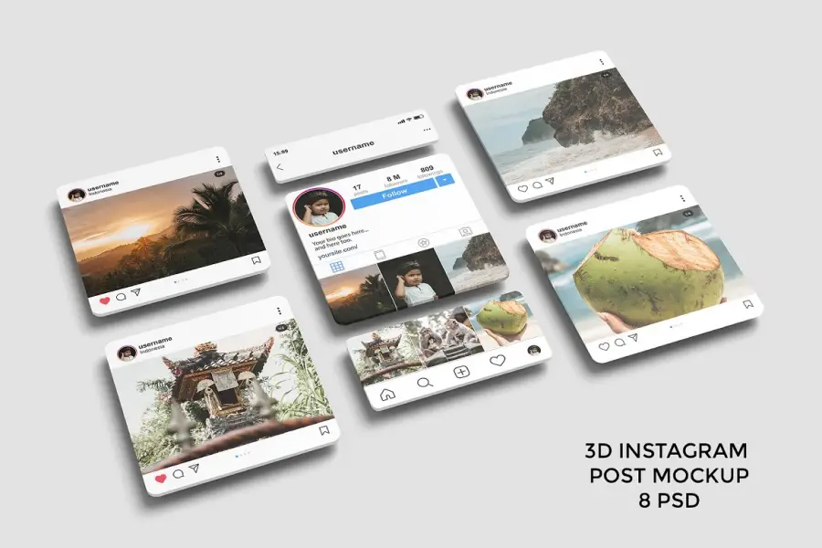จำลองโพสต์ Instagram 3D -