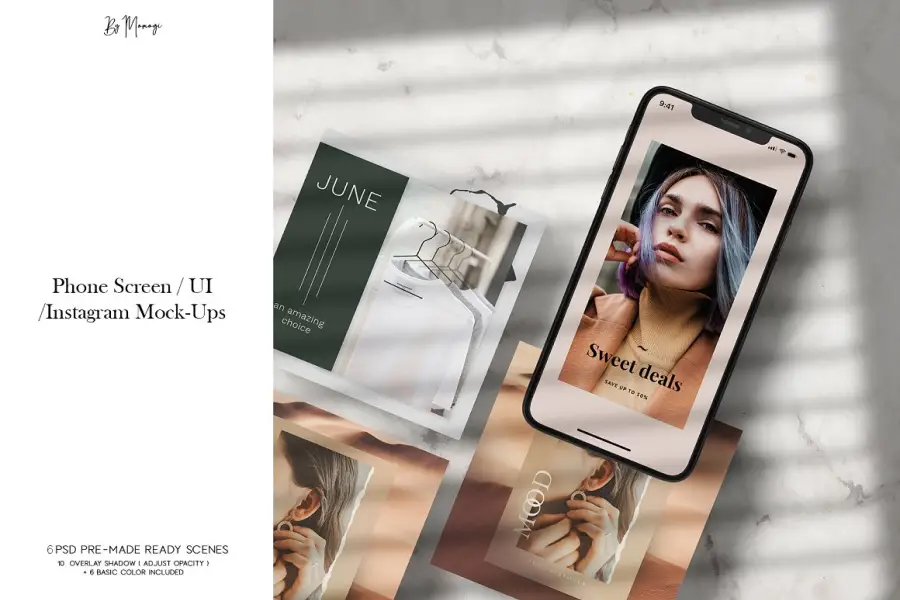 หน้าจอโทรศัพท์ / UI / Instagram Mockup -