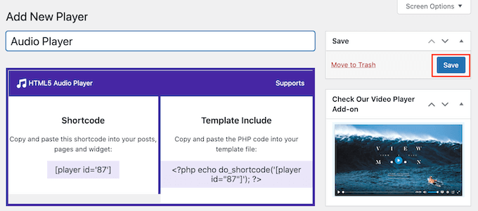 将新的音频播放器添加到您的 WordPress 网站 Adding a new audio player to your WordPress website