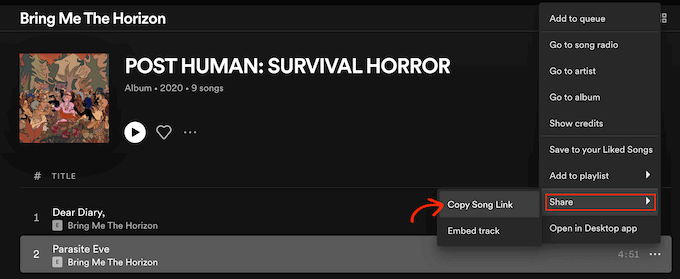 Spotify 的“分享”网址 Spotify's 'Share' URL