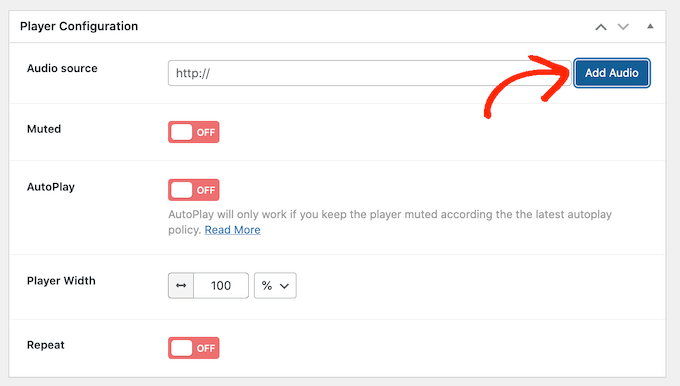 将音频文件添加到 HTML5 播放器 Adding an audio file to the HTML5 player
