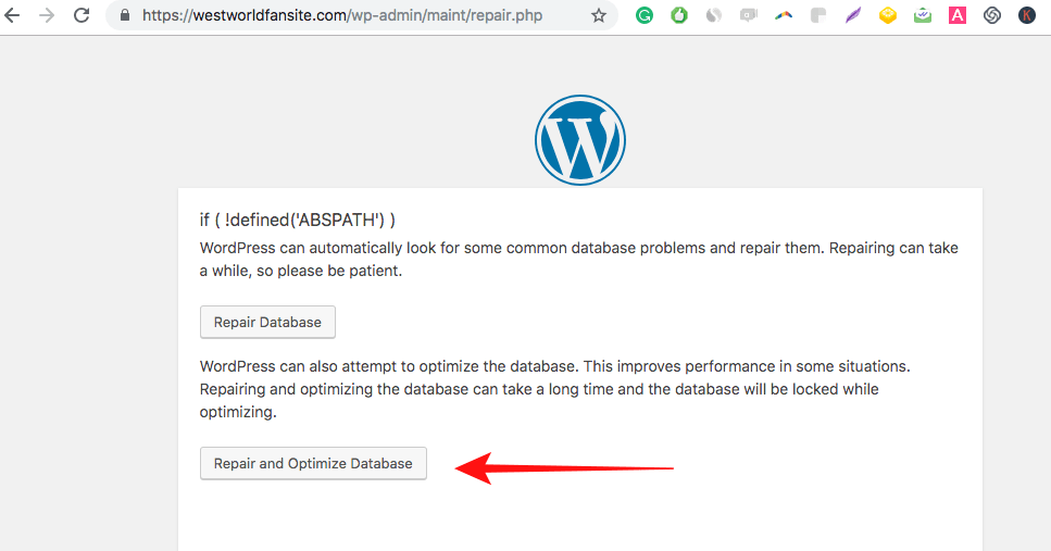 reparar y optimizar la base de datos de wordpress