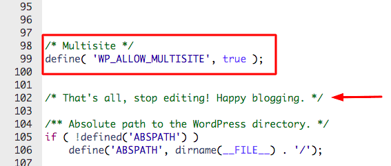 permitir multisitio en el archivo wp-config