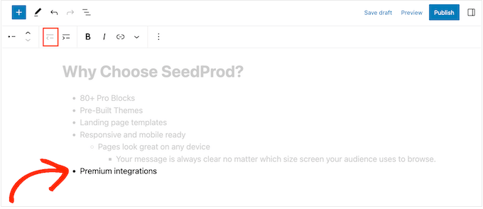 들여쓰기 및 내어쓰기 버튼을 사용하여 WordPress에서 중첩 목록 만들기 Creating nested lists in WordPress using the indent and outdent buttons