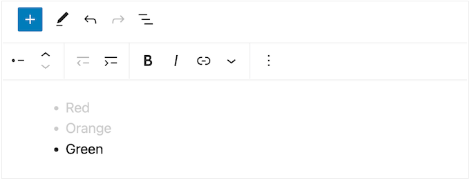 코드를 사용하여 만든 간단한 목록 A simple list, created using code