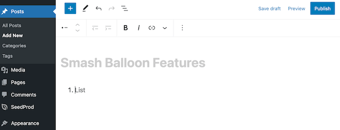 WordPress에서 번호 매기기 목록 만들기 Creating a numbered list in WordPress