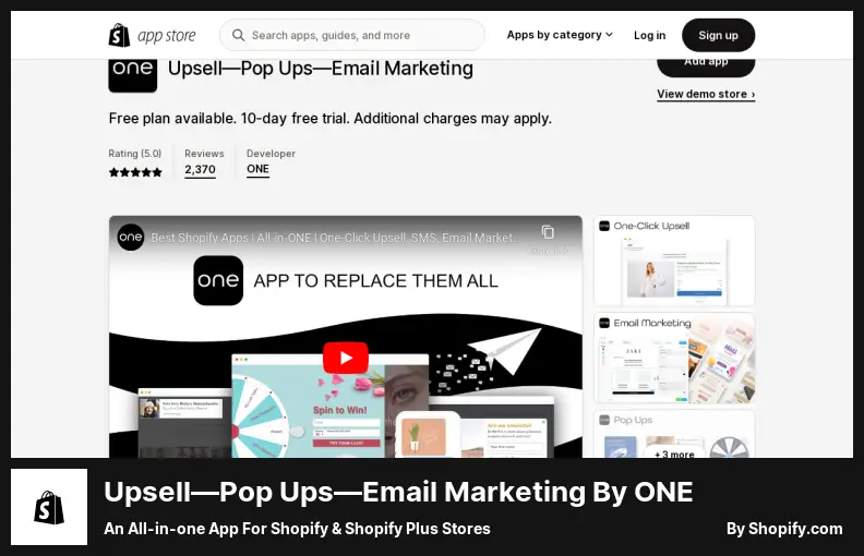 Upsell – Pop-ups – E-Mail-Marketing von ONE – eine All-in-One-App für Shopify- und Shopify Plus-Shops