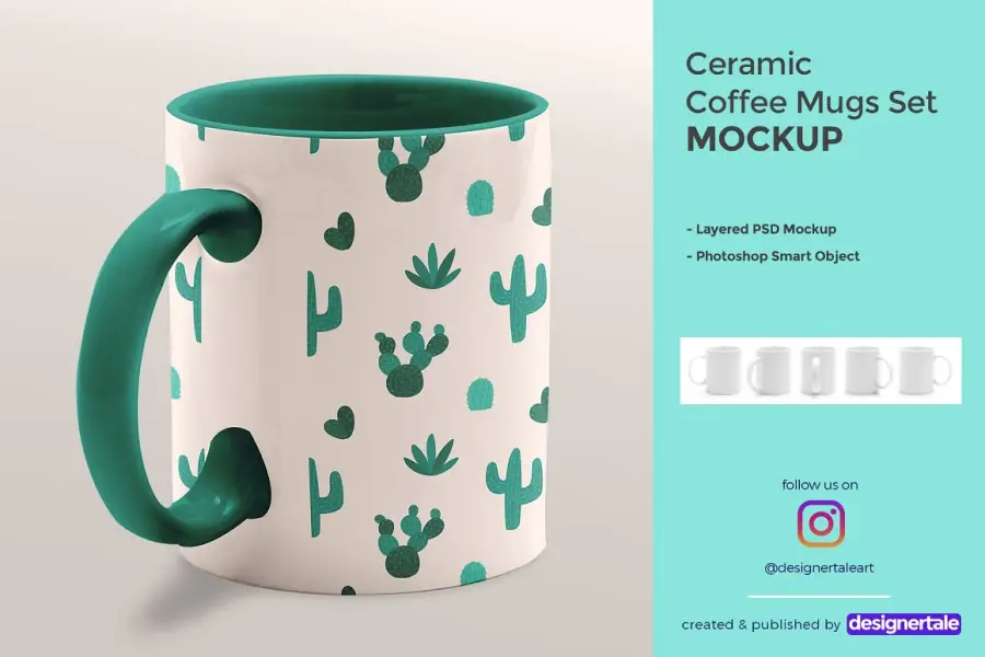 Seramik Kahve Fincanları Mockup Seti -