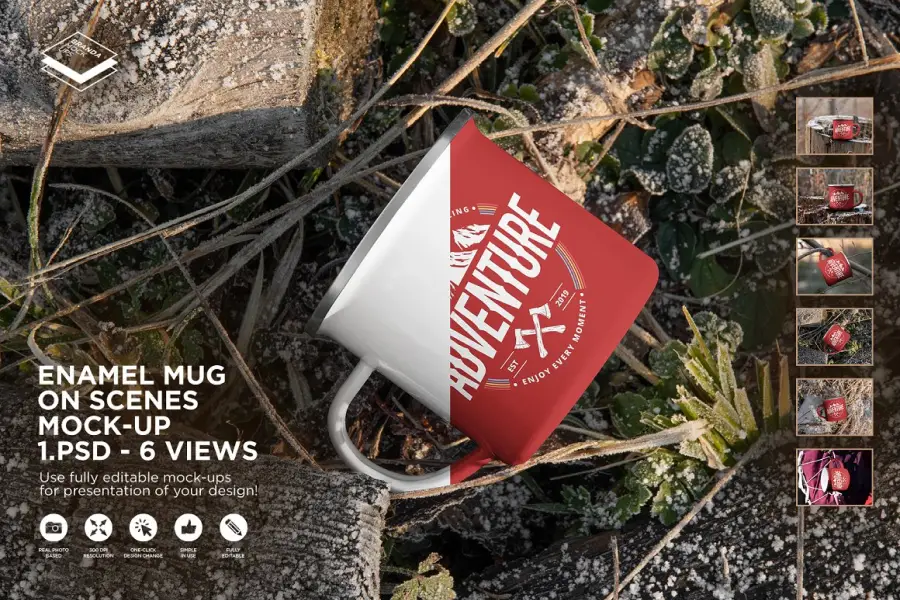 Sahne Mock-up'ında Emaye Kupa -