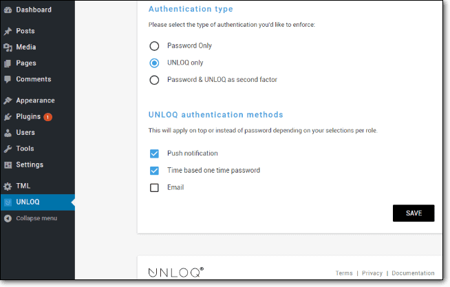 Unloq Zwei-Faktor-Authentifizierung