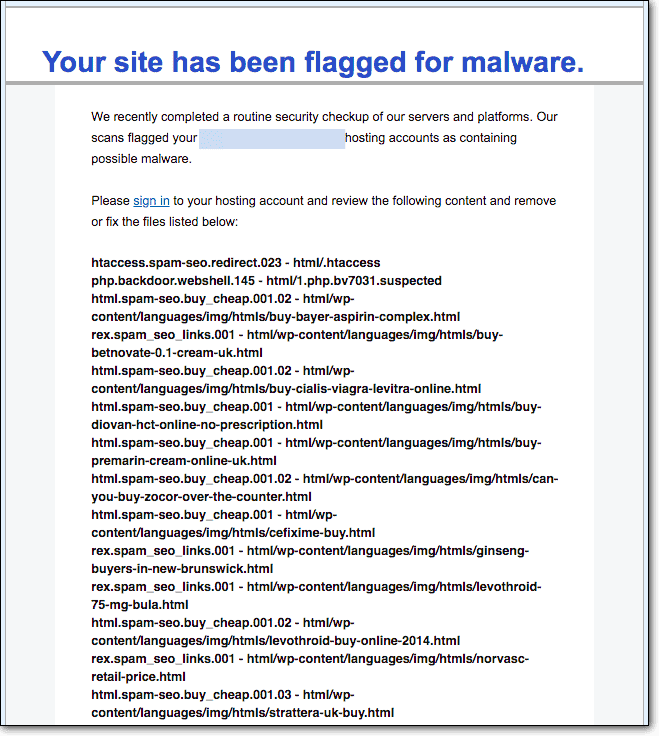 hosting trovato malcare