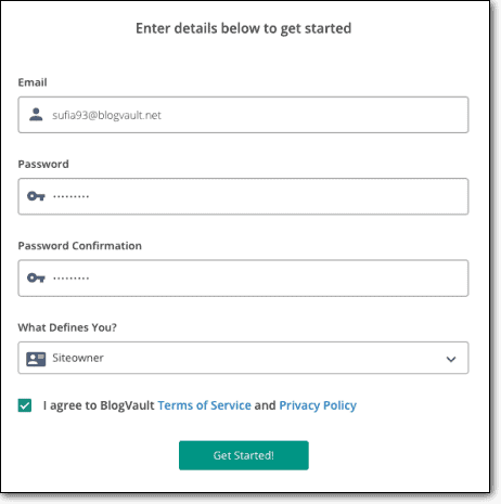 modulo di registrazione blogvault
