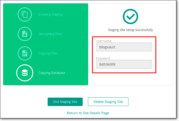 credenziali di gestione temporanea di blogvault
