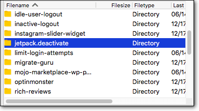 plugin disattivare filezilla