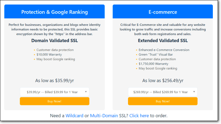 prix du certificat SSL hostgator