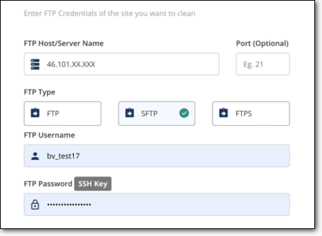 添加您的 FTP 详细信息