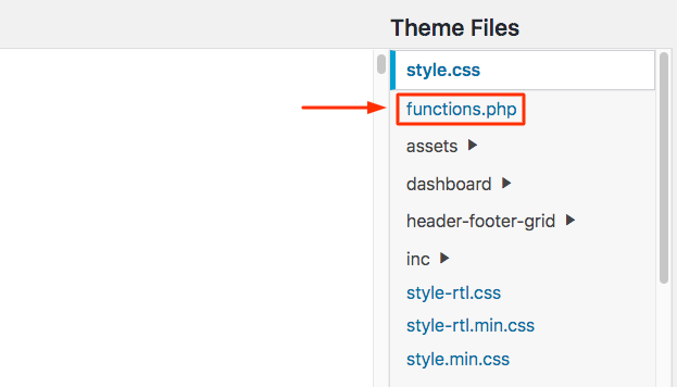 Menemukan file functions.php di Theme Editor