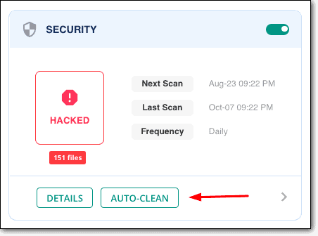 Rimuovi il malware utilizzando la pulizia automatica MalCare
