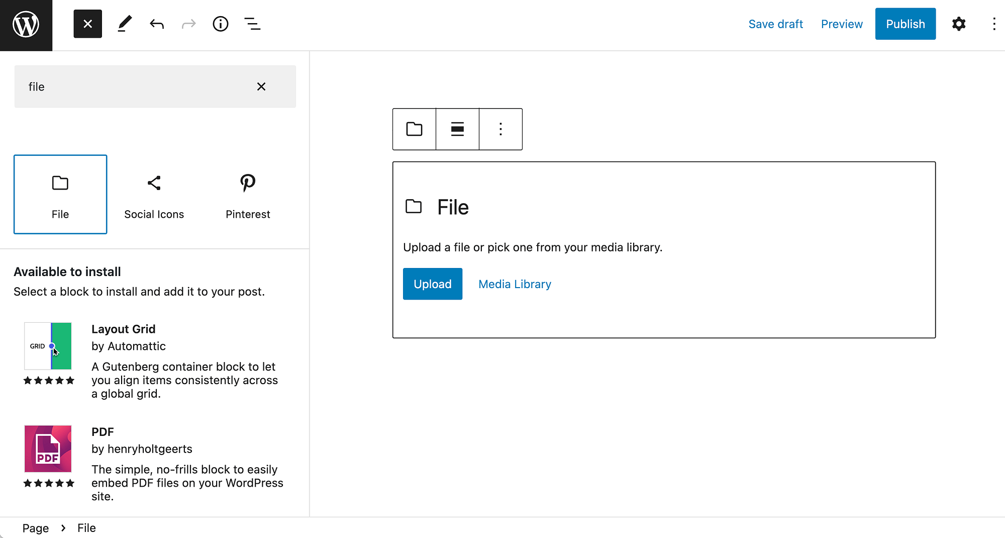 Blok File WordPress
