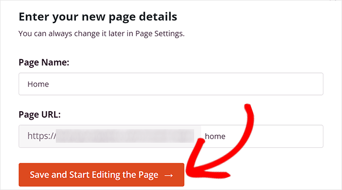 输入您的页面详细信息 Enter your page details