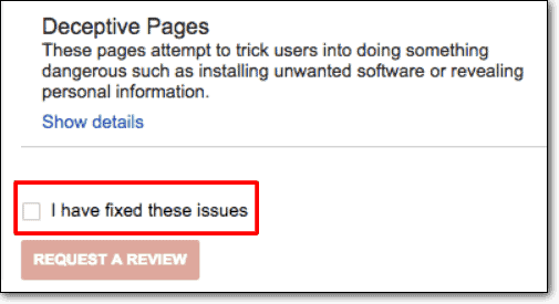 Google Search Console หน้าหลอกลวง
