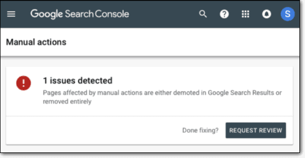 การดำเนินการด้วยตนเองของ Google Search Console