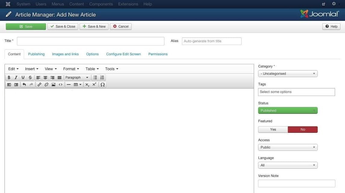 Joomla Aggiungi articolo al CMS