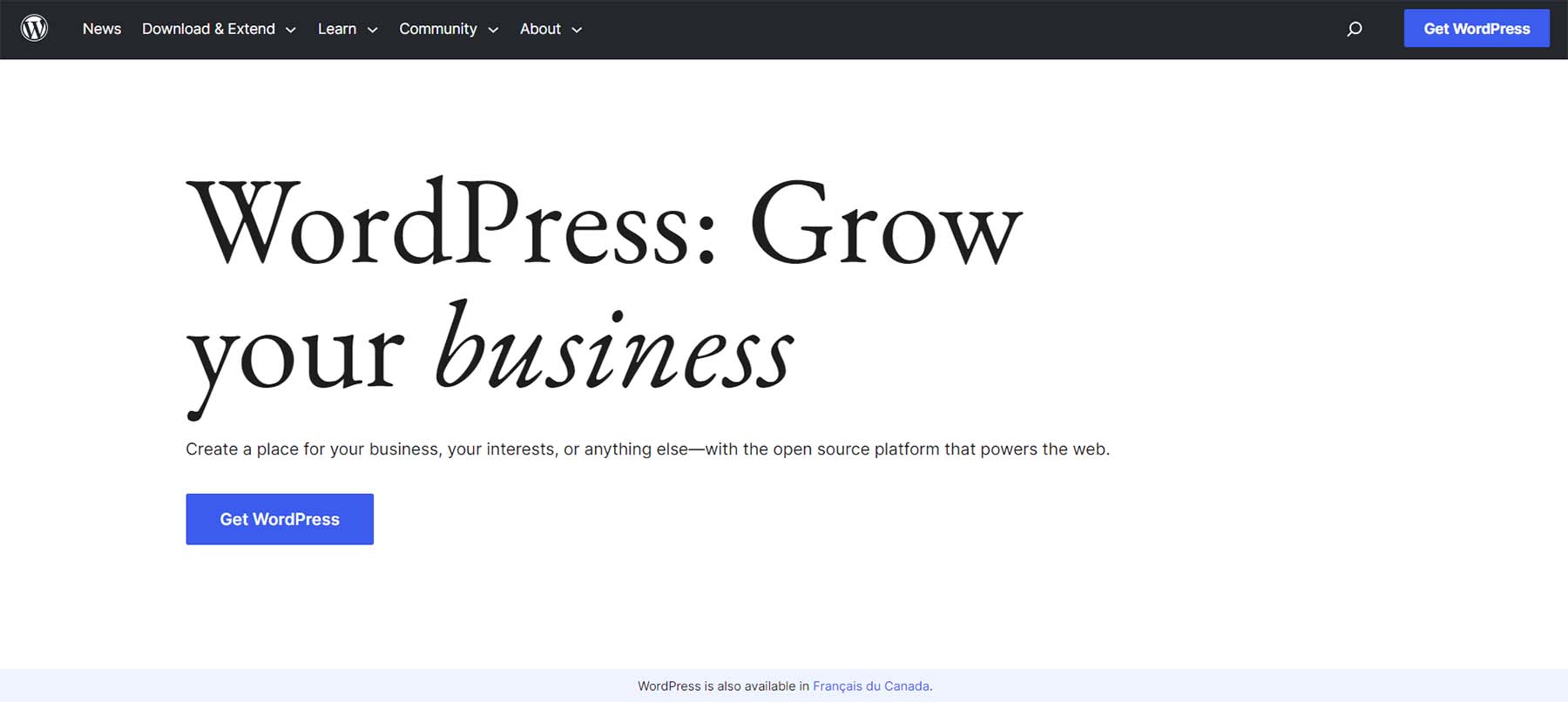 Pagina iniziale di WordPress aprile 2023