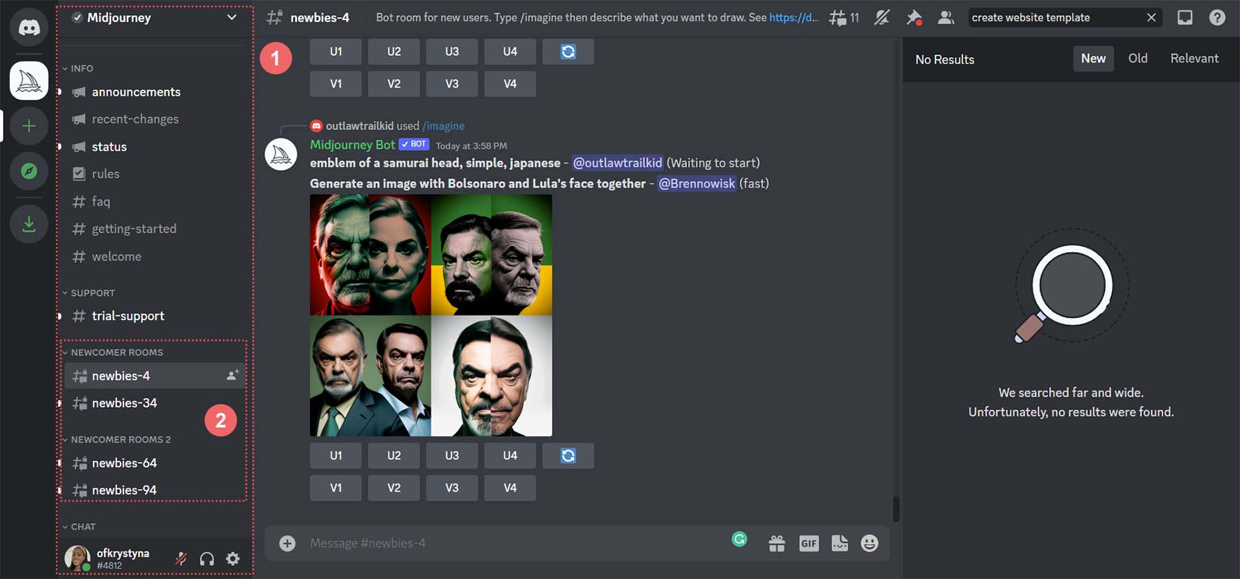 Unirsi a un canale per neofiti all'interno di MidJourney Discord