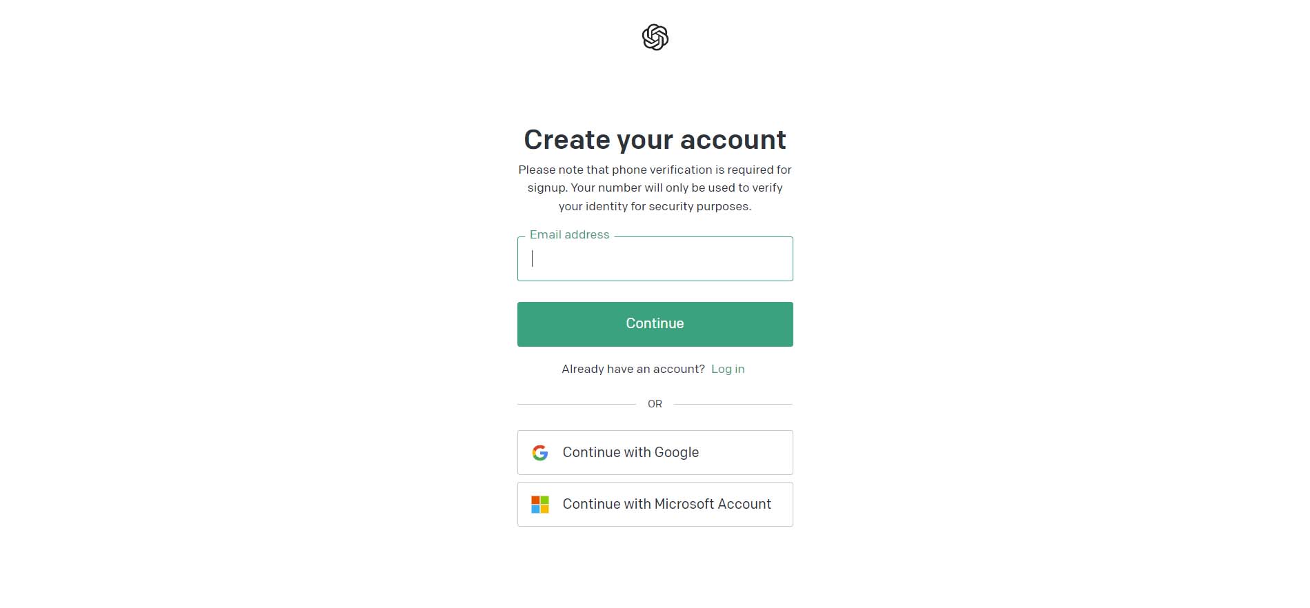 Crea il tuo account ChatGPT