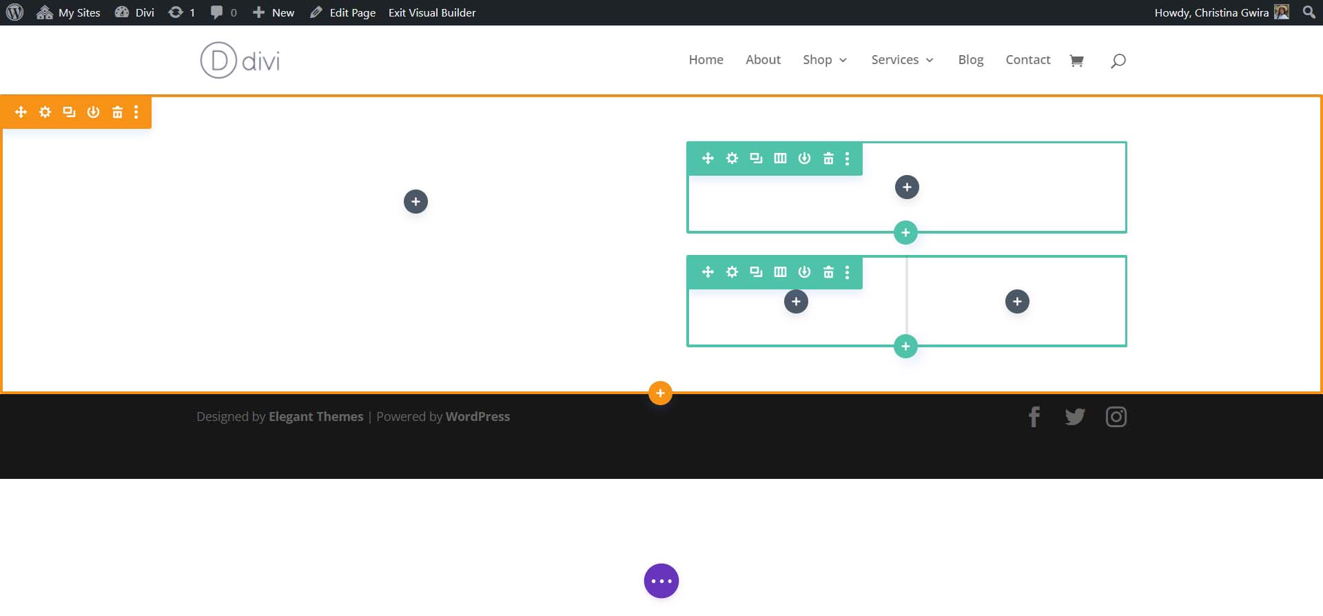 Layout di sezioni e righe in Divi