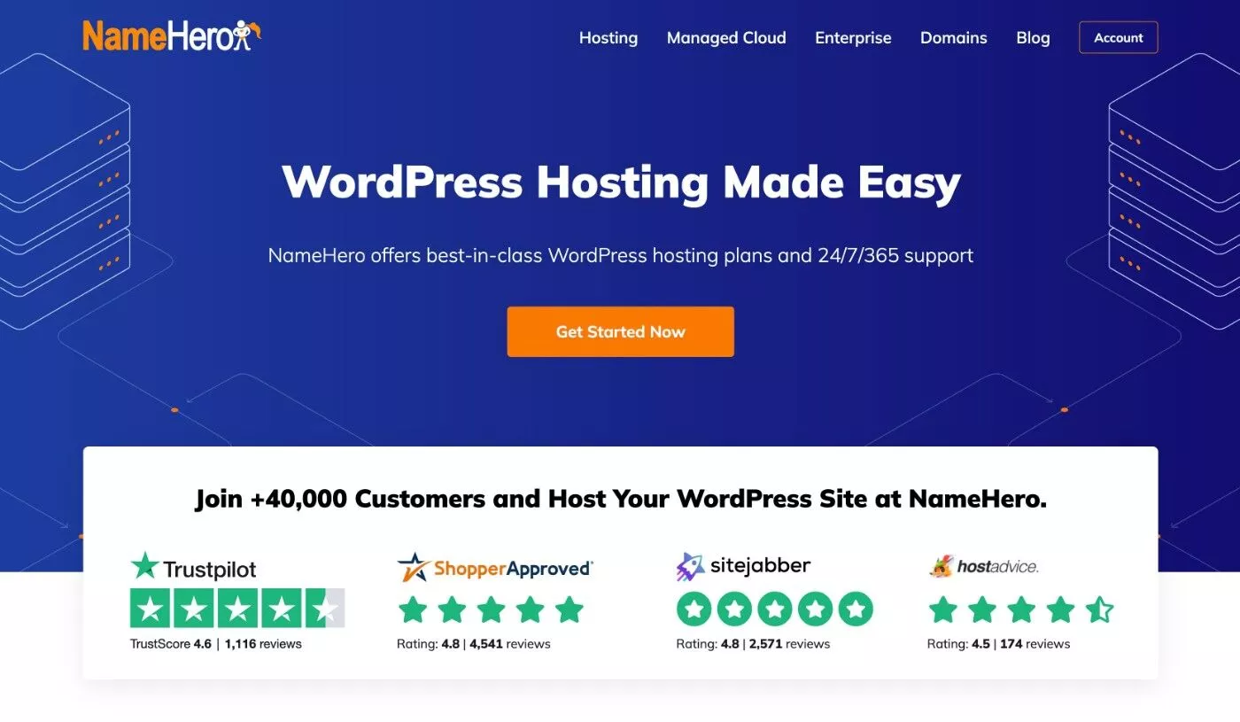 NameHero WordPress 호스팅
