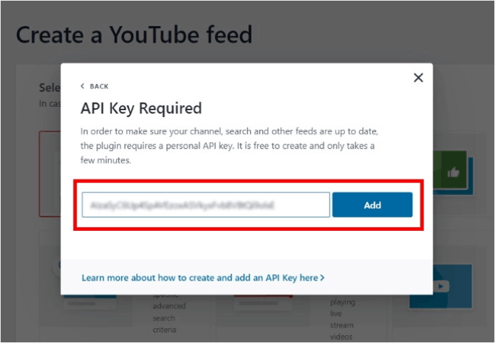 Adăugați cheia API YouTube