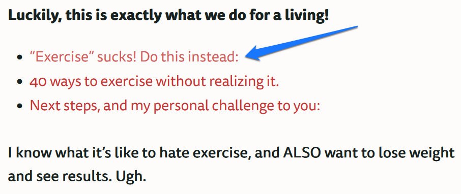 exemplo de design de hiperlink nerdfitness hover