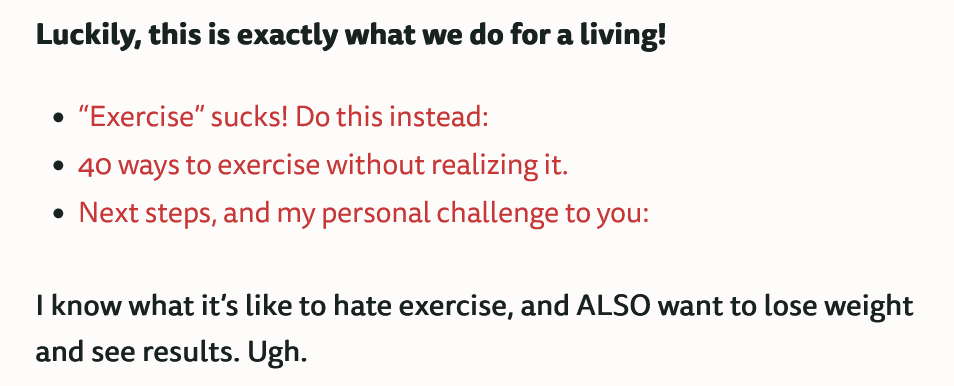 exemplo de design de hiperlink nerdfitness