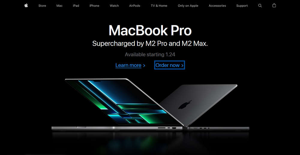 exemplos de design de hiperlink da apple focalizar o foco