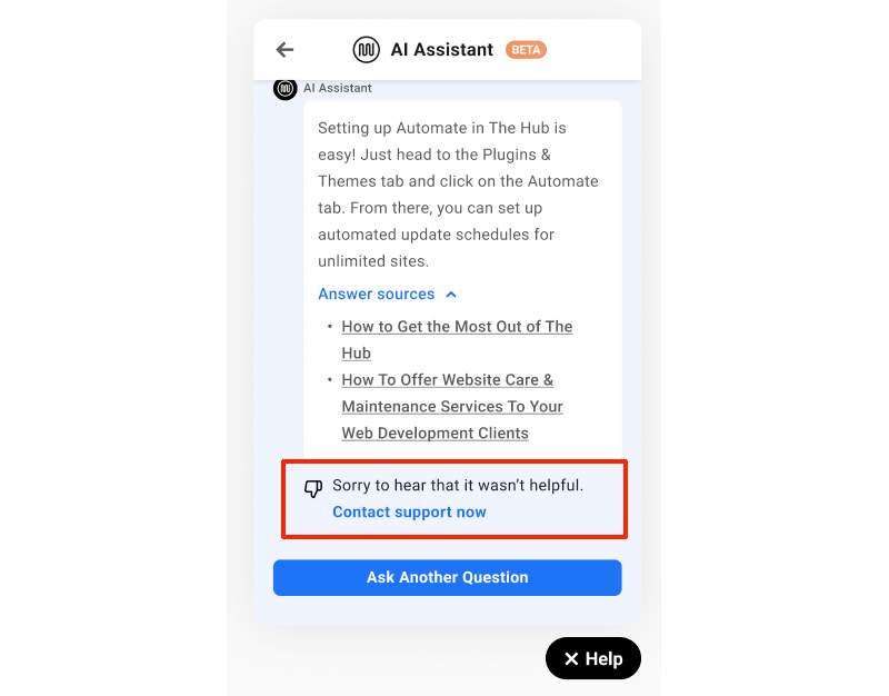 WPMU DEV AI Assistant - Risposta non utile.