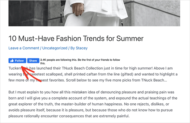 facebooklikebuttonbeforecontent SeedProd Add a facebook like button to your site before post content