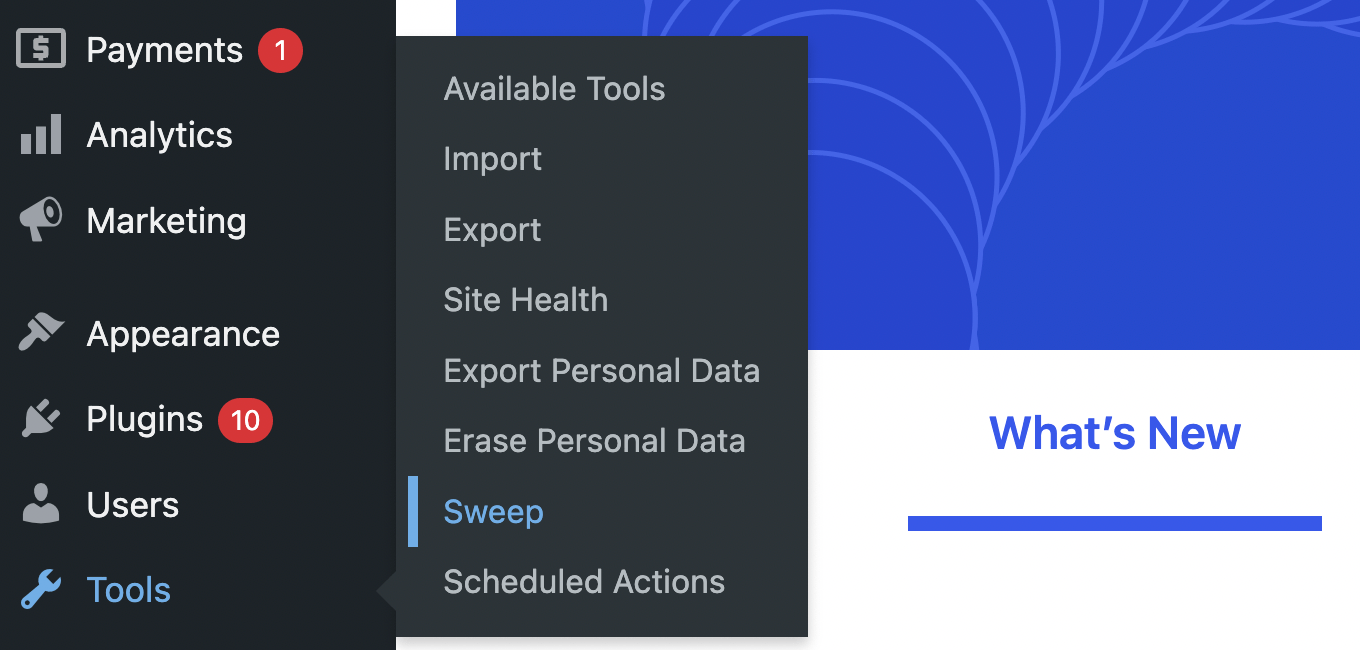 访问 WP-Sweep