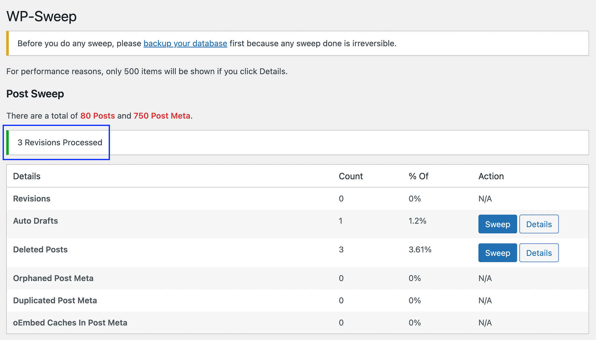WordPress 修订历史管理:在 WP-Sweep 中删除 WordPress 修订