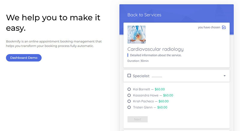 bookmify ปลั๊กอินกำหนดเวลาการนัดหมาย wordpress