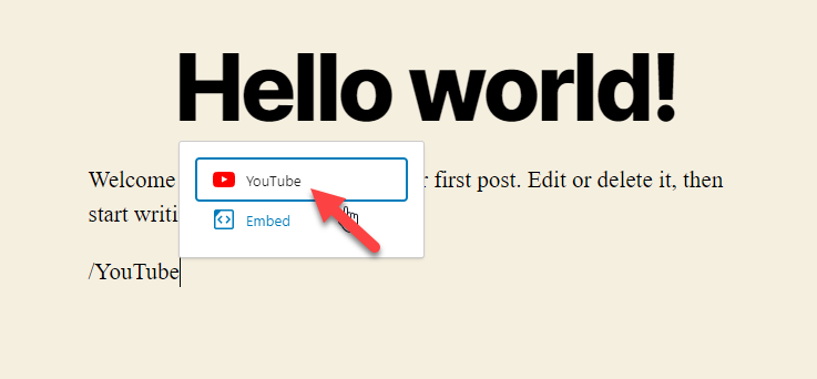 youtube block — встраивайте видео с YouTube в WordPress