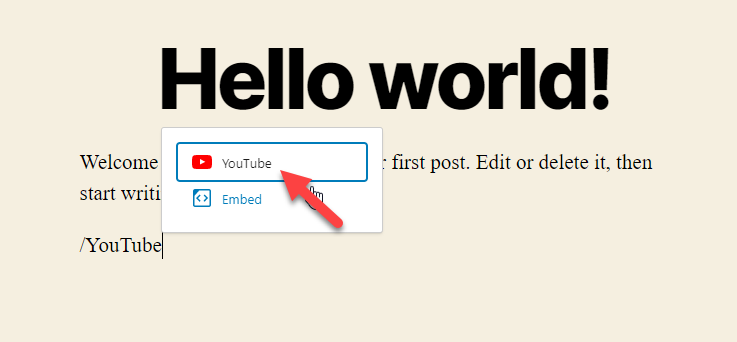 blok youtube - osadź filmy z YouTube w WordPress