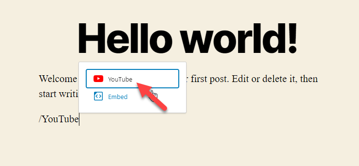 blok youtube - sematkan video YouTube di WordPress