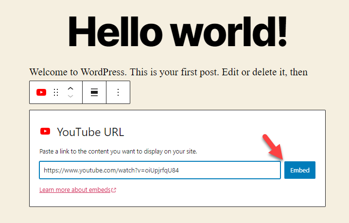 動画を埋め込む - WordPress に YouTube 動画を埋め込む