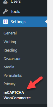 recaptcha para configurações de woocommerce